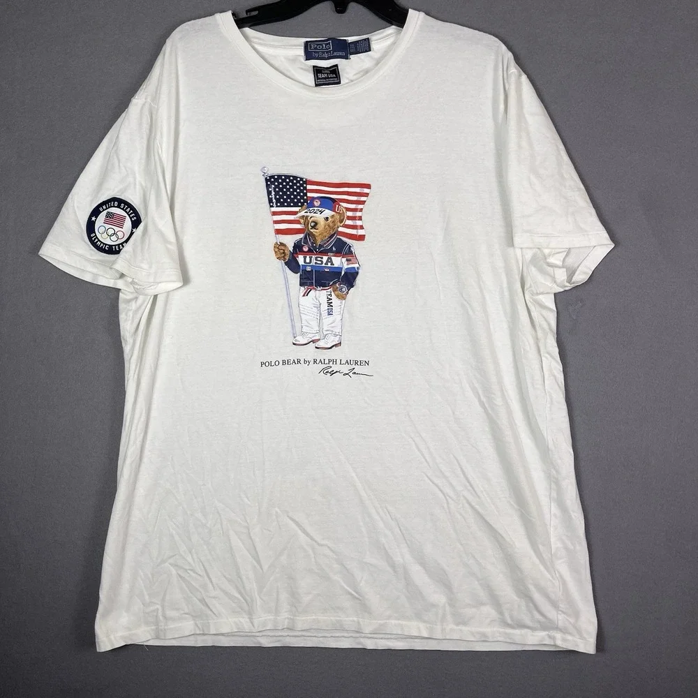 Polo Ralph Lauren Team USA 2024 Olympics Villagewear Bear Shirt White - Size XXL